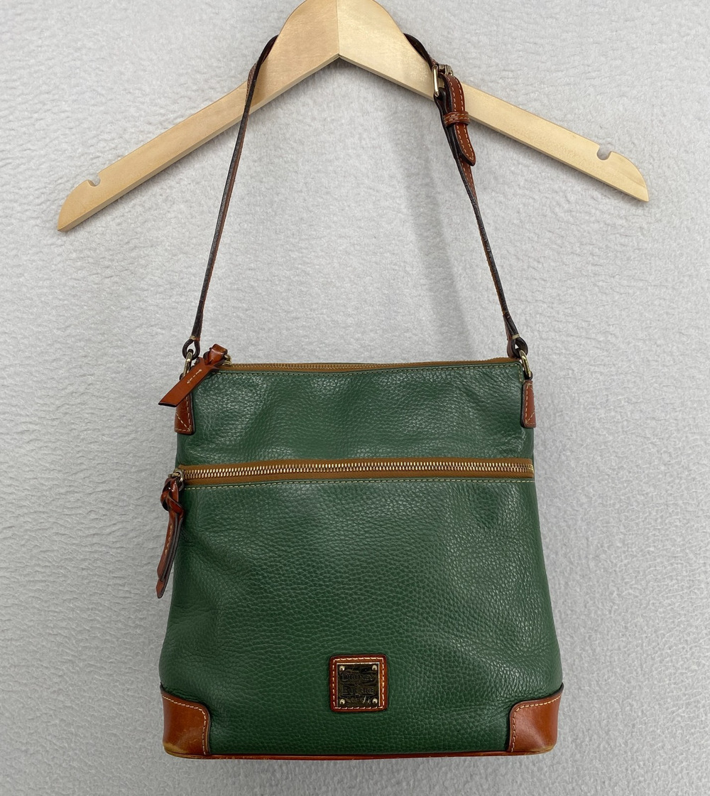 DOONEY & BOURKE Bag Pebbled Leather Adjustable Shoulder Strap Forest Green